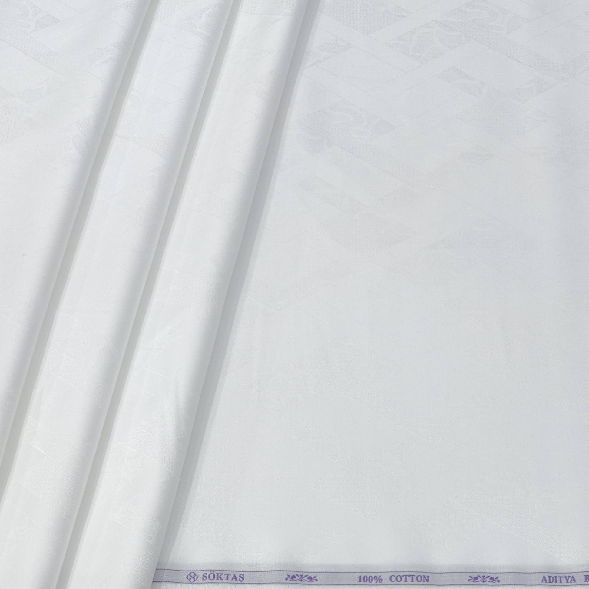 Shirt Fabric Soktas Finest Giza Cotton Jacquard Colour White